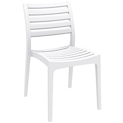 Decoshop26 Chaise de jardin en plastique design simple empilable blanc 10_MDJ10226