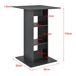 Helloshop26 Table de bar bistrot avec 3 étagères de rangement 110 cm gris foncé 03_0006195