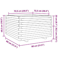 vidaXL Jardinière cire marron 80x80x49,5 cm bois de pin massif pas cher