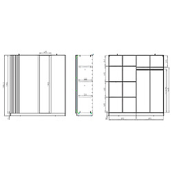 Acheter Vente-Unique Armoire 2 portes coulissantes - Avec miroir - L200 cm - Blanc et naturel - CALELA