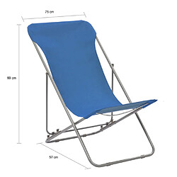 vidaXL Chaises de plage pliables lot de 2 Acier et tissu oxford Bleu pas cher