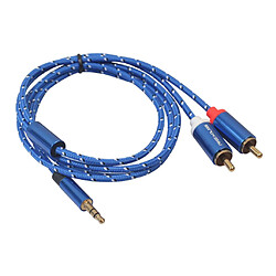 Câble Audio Bleu Tressé 1/8 '' Jack 3,5 Mm Mâle Vers 2 RCA Mâle 1,8 M