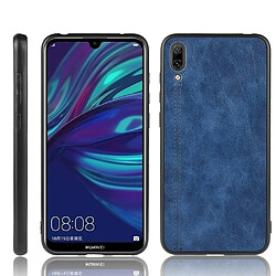 Wewoo Coque Pour Huawei Enjoy 9 / Y7 Pro 2019 Antichoc Couture Vache Motif Peau PC + PU + TPU Case Bleu