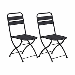 Mes Lot de 2 chaises de jardin pliables en métal gris - BACA