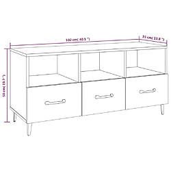 vidaXL Meuble TV Blanc 102x35x50 cm Bois d'ingénierie pas cher