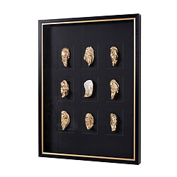 Acheter Pegane Tableau vitrine à huîtres coloris noir, doré avec cadre en bois - Longueur 80 x Profondeur 5 x Hauteur 60 cm