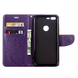 Acheter Wewoo Housse Étui Violet pour les papillons de Google Pixel fleurs d'amour Gaufrage en cuir flip horizontale avec support & Slots de cartes Portefeuille & Longe foncé