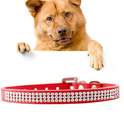 Wewoo Collier Chien & Chat rouge pour animaux de compagnie, Taille: S, 1.5 * 37 cm PU diamant clouté Pet Collar produits