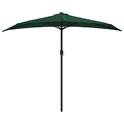 Helloshop26 Parasol de balcon avec mât en aluminium 270 x 135 cm demi vert 02_0008308