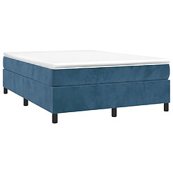 Avis Maison Chic Lit Adulte - Lit simple Lit à sommier tapissier et matelas moelleux - Meuble de Chambre - Bleu foncé 140x200cm Velours -MN89882