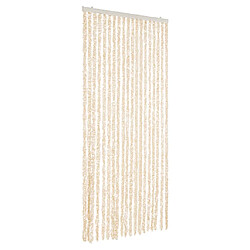 vidaXL Rideau anti-mouches beige et blanc 56x200 cm chenille