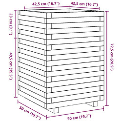 vidaXL Jardinière cire marron 50x50x72,5 cm bois de pin massif pas cher