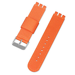 Bracelet en nylon 20mm, toile réglable avec boucle argentée, orange pour votre Swatch