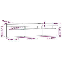 vidaXL Meuble TV avec lumières LED Noir 180x35x40 cm pas cher