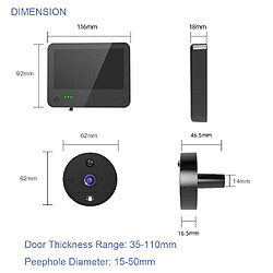 Universal 4,3 pouces Smart Cat Eyes Vidéo sans fil Sonnette de porte WiFi Electronique Cat Eyes Mirror Camera Graffiti(Le noir) pas cher