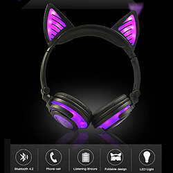 Universal Cadeau d'anniversaire Casque Bluetooth sans fil pliable oreille de chat clignotant Casque pour enfants Casque de jeu avec lumière LED |