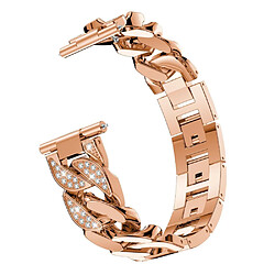 Bracelet en métal rangée simple 20mm avec strass, or rose pour votre Samsung Galaxy Watch 4 40mm/44mm/Watch 4 Classic 42mm/46mm/Garmin Venu