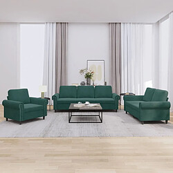 Maison Chic Ensemble de canapés 3 pcs avec coussins, Canapé droit Sofa pour Salon Vert foncé Velours -GKD441141