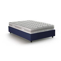 Avis Autrement Talamo Italia Silvia lit queen size avec conteneur, Made in Italy, en tissu amovible, 120x200 cm, avec ouverture frontale, Bleu, avec matelas inclus.