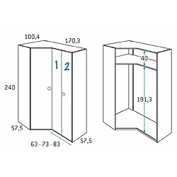 Inside 75 Armoire d'Angle 170 cm