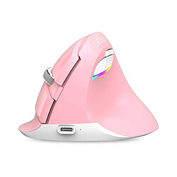 Universal Mini Bluetooth + USB sans fil clic silencieux RGB Ergonomique Rechargeable Vertical Computer Mouse pour les utilisateurs de petites mains | Mouse (rose)