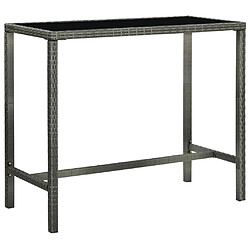 vidaXL Table bar de jardin Gris 130x60x110 cm Résine tressée et verre