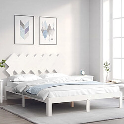 Avis Vidaxl Cadre de lit avec tête de lit blanc 140x190 cm bois massif