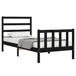 Avis Maison Chic Cadre/structure de lit avec tête de lit pour adulte - Lit Moderne Chambre noir petit simple bois massif -MN59286