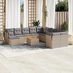 Maison Chic Salon de jardin avec coussins 12 pcs | Ensemble de Table et chaises | Mobilier d'Extérieur beige résine tressée -GKD55940