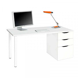 Dansmamaison Bureau avec 1 porte et 2 tiroirs - Blanc - GREC