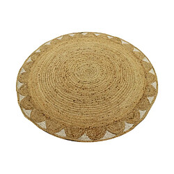 Vente-Unique Tapis rond forme fleur 100% jute - D. 150 cm - Naturel - INDIRA