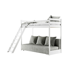 Kids Literie LIT MEZZANINE ET CANAPE SAFINO 90 x 200 / 140 x 200 Blanc - gris