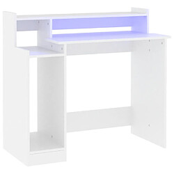 Maison Chic Bureau solide,Table de travail,Bureau d'ordinateur avec lumières LED Blanc 97x45x90 cm Bois d'ingénierie -GKD70064