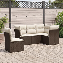 vidaXL Salon de jardin avec coussins 5 pcs marron résine tressée