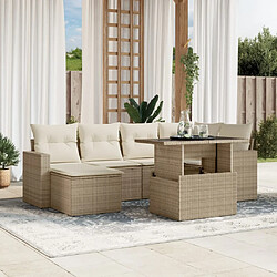 vidaXL Salon de jardin avec coussins 7 pcs beige résine tressée