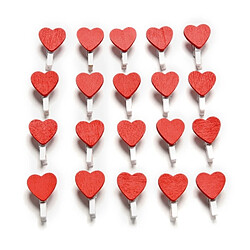 Wewoo 50 pcs mini coeur rouge amour en bois papier photo pince à linge à artisanat carte postale clips