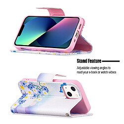 Etui en PU + TPU fermoir magnétique avec support papillon et fleur pour votre Apple iPhone 13 6.1 pouces