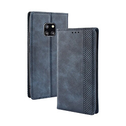 Wewoo Housse Coque Étui en cuir à boucle magnétique avec texture rétro et pour HuMate 20 Pro, support emplacements pour cartes porte-monnaie (bleu)