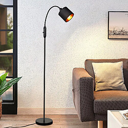 NETTLIFE Lampe sur pied salon vintage noire, lampadaire moderne en tissu avec arc pivotant à 360°, interrupteur basculant E14, sans ampoule.