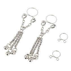 Avis 1 paire pince non piercing clip sur mamelon anneau bijoux de corps cloche d'argent