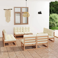 Maison Chic Salon de jardin 8 pcs + coussins - Mobilier/Meubles de jardin - Table et chaises d'extérieur Bois de pin massif -MN60342