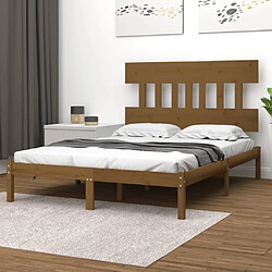 vidaXL Cadre de lit sans matelas marron miel 120x200 cm bois massif