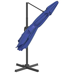 Avis Helloshop26 Parasol meuble de jardin déporté avec mât en aluminium 400 x 300 cm bleu azuré 02_0008492