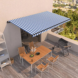 Maison Chic Store banne | Auvent rétractable de porte | Marquise Brise-soleil automatique 500x350 cm Bleu et blanc -GKD24411