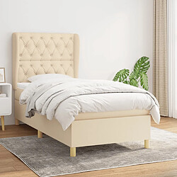 Maison Chic Structures de lit + matelas,Lit à sommier tapissier avec matelas Crème 80x200 cm Tissu -MN30124