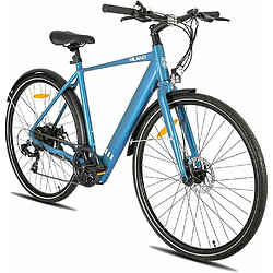 HILAND - Vélo électrique 250 W, moteur BAFANG conforme aux normes européennes, tout-terrain, 28 pouces, avec boîte de vitesses Shimano à 7 rapports, batterie 36 V intégrée, couleur : Bleu