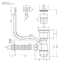 Acheter ML-Design Évier de cuisine en acier inoxydable à encastrer anthracite avec vidage 70x40 cm