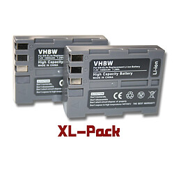 vhbw set de 2 batteries 1000mAh (7.2V) pour appareil-photo Nikon D-SLR D50 D70 D70s D80 D90 D100 D100 D200 D300 D300s D700 comme EN-EL3e.