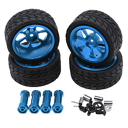 4 Pièces 1/14 Pneus De Voiture RC Pneus Et Roues Pour Wltoys 144001 W / 12mm Hexagonale Bleu pas cher