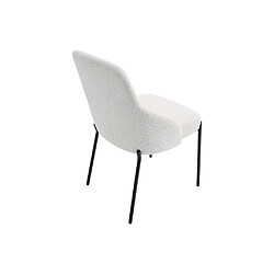 Vente-Unique Lot de 6 chaises en tissu bouclette et métal noir - Blanc - LIAMONA pas cher